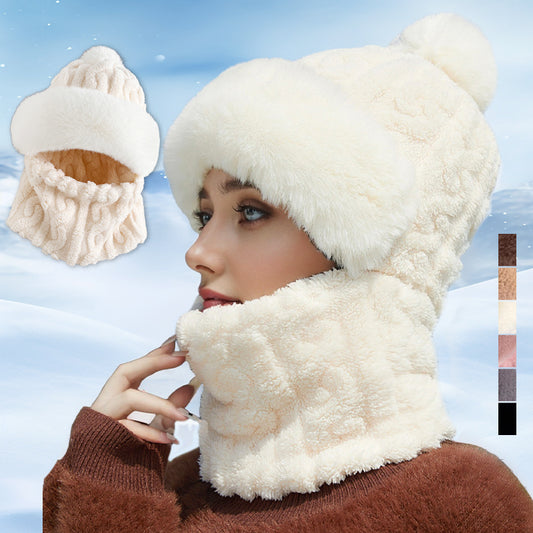 Women's Winter Warm Windproof Plush Scarf Hat