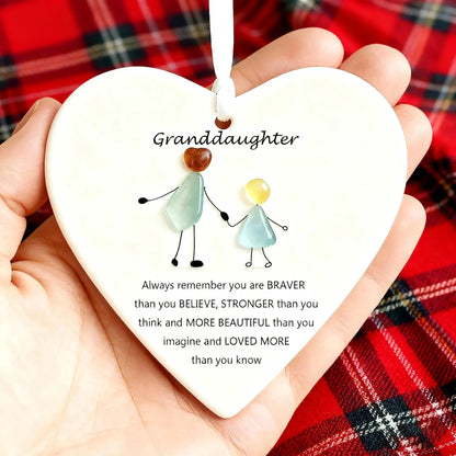 🌊✨Heart-Shaped Sea Glass Ornament🎁Friendship, Grandchildren & Timeless Bonds