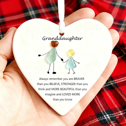 🌊✨Heart-Shaped Sea Glass Ornament🎁Friendship, Grandchildren & Timeless Bonds