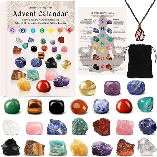 🎁Early Christmas Hot Sale 50% OFF🎅🎄24 Pcs Christmas Calendar Crystals - Natural Stone Crystal Journey