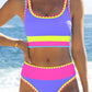 🎁New arrival 50% OFF💥🌼Color Block Patchwork Nylon Sporty 3-Piece Bikini Set - High Waisted & Tummy Control Swimsuit👙🌈