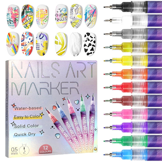 🎁Hot Sale 50% OFF⏳🎨12 Colours Nail Art Pens Set