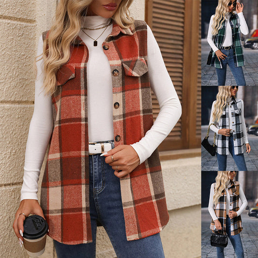 🔥Christmas Sale 50% OFF 🔥Women’s Button-Down Plaid Vest