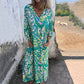 🎉New Hot Sales -70% OFF🥰Women's Bohemian V-Neck Abstract Printed Maxi Dress