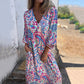 🎉New Hot Sales -70% OFF🥰Women's Bohemian V-Neck Abstract Printed Maxi Dress