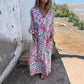 🎉New Hot Sales -70% OFF🥰Women's Bohemian V-Neck Abstract Printed Maxi Dress