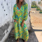 🎉New Hot Sales -70% OFF🥰Women's Bohemian V-Neck Abstract Printed Maxi Dress