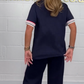 💖Mother's Day Hot Sale 50% off 🎁Side Stripe Short Sleeve T-Shirt & Wide Leg Joggers Set