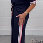 💖Mother's Day Hot Sale 50% off 🎁Side Stripe Short Sleeve T-Shirt & Wide Leg Joggers Set