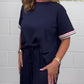 💖Mother's Day Hot Sale 50% off 🎁Side Stripe Short Sleeve T-Shirt & Wide Leg Joggers Set