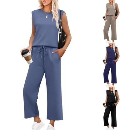 💕 Hot Sale 50% OFF🔥2025 New Women's  Cap Sleeve Top & Wide-Leg Pants 2-Piece Set