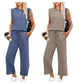 💕 Hot Sale 50% OFF🔥2025 New Women's  Cap Sleeve Top & Wide-Leg Pants 2-Piece Set