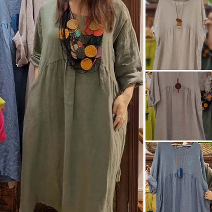 ⏰Last Day Sale 50% Off💃Women's Casual Loose Solid Colour Dress with 3/4 Sleeves & Pockets