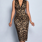 💞New arrival 60% OFF for a Limited Time!!👗Lace Trim V-Neck Leopard Print Bodycon Dress