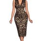 💞New arrival 60% OFF for a Limited Time!!👗Lace Trim V-Neck Leopard Print Bodycon Dress