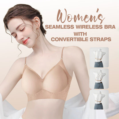 Women's Seamless Wireless Bra with Convertible Straps